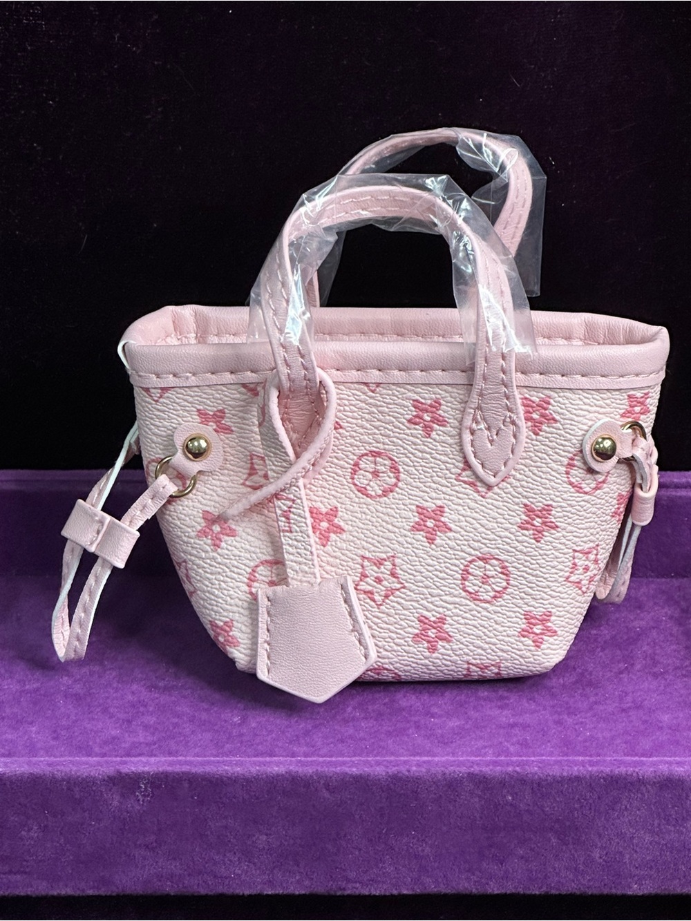 Pink Patterned Mini Tote Handbag - Picture 5 of 5